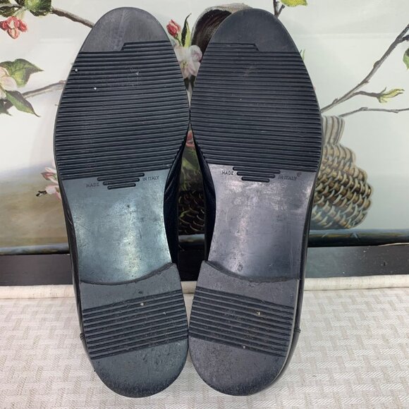 Vintage Ikam Italia Black Leather Mens Loafers Size 10 Timeless Design Detailing - Picture 7 of 8